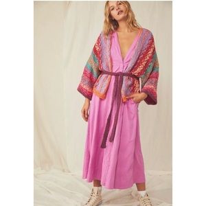 FREE PEOPLE Pink Midi/Maxi Plunge Dress